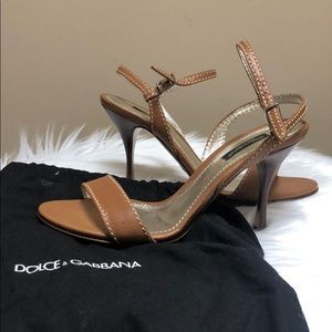 Dolce and Gabbana brown leather heels